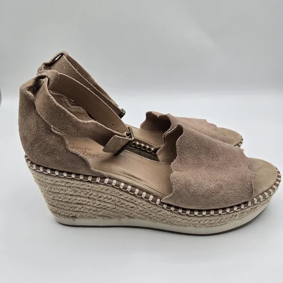 Crown Vintage Daffodil Brown Suede Espadrille Wedge Sandals Size 7.5 - Picture 8 of 16